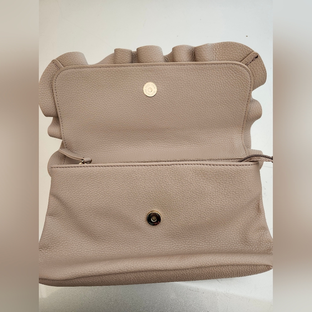 Taupe Color Ruffle Clutch - Picture 4 of 7